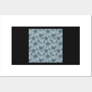 Cute Snowflakes Pattern - Light Blue Posters and Art